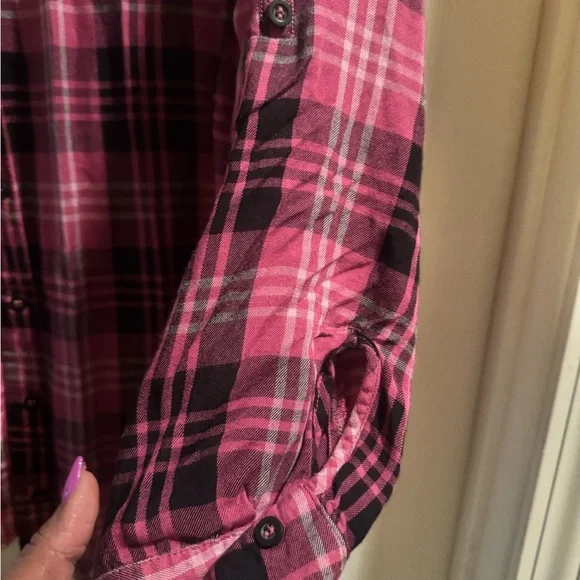 Lane Bryant Pink Plaid Shirt - Picture 3 of 5